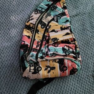 Colorful Crossbody Bag with Car Print